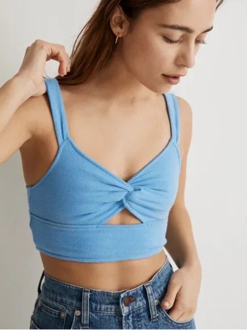 NWT Madewell Sky Blue Tie-Front Terry Cloth Tank M Sz M Women